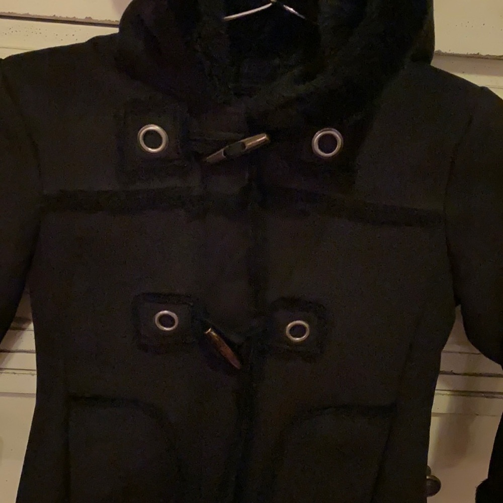 Rothschild black coat with hood warm soft cozy interior zipper closure M (5-6)​​ - Picture 2 of 5